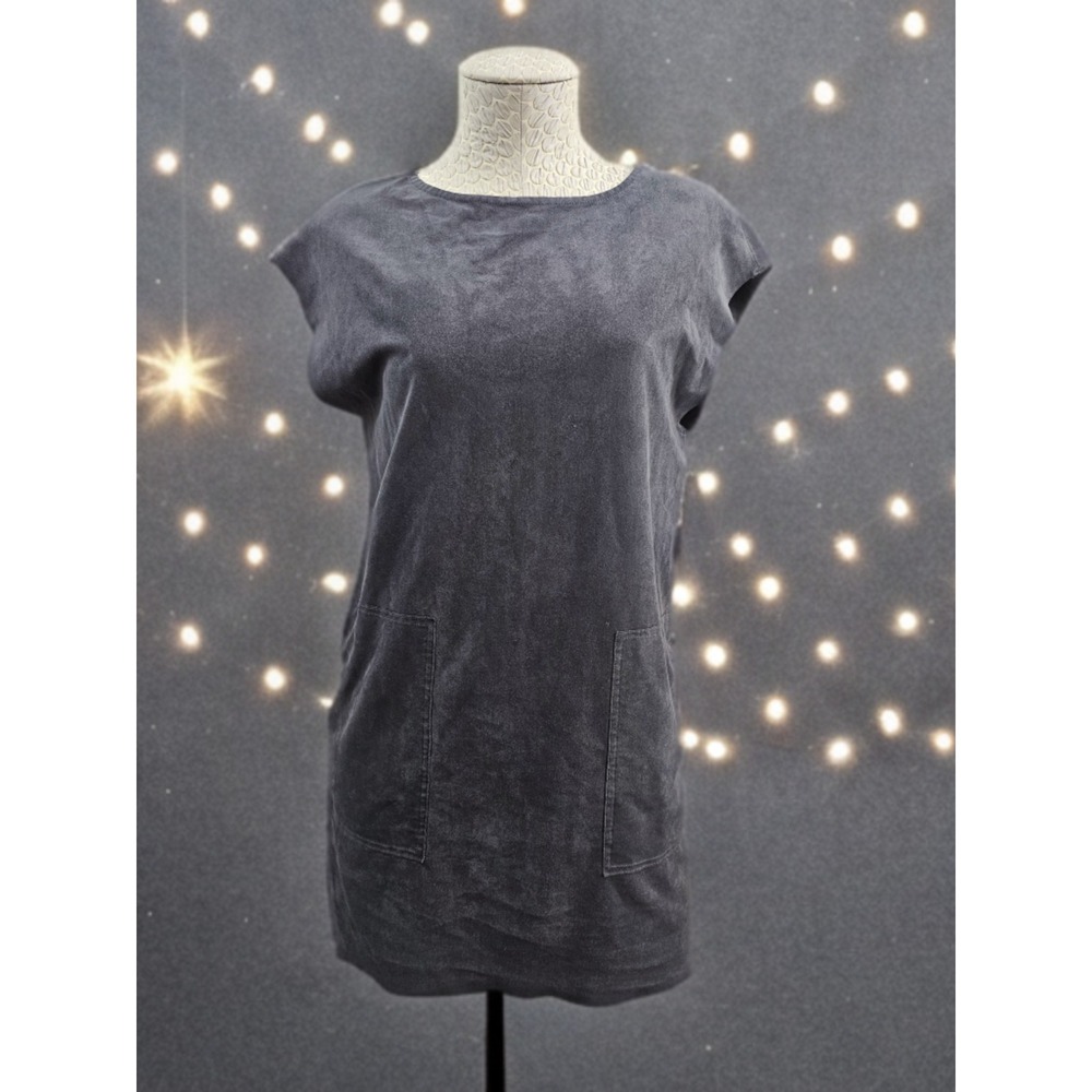 Wilfred Free Womens XXS Nori Vegan Suede Boxy Shift Dress with Pockets Gray EUC